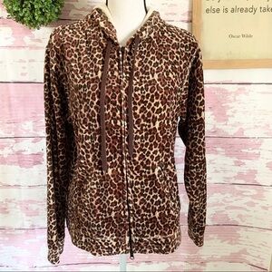 JANE ASHLEY Leopard Print Full ZIP Jacket Medium